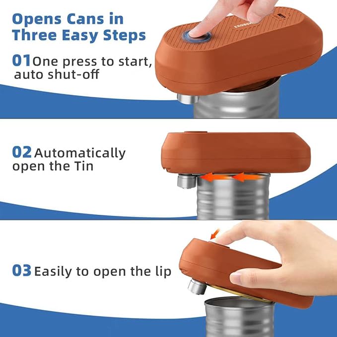 Auto Electric Can Opener, Rechargeable Can Openers for Seniors & Arthritis, One-Touch Automatic Can Opener, Hands-Free, Smooth Edge, Compact, Cordless, Food-Safe Kitchen Gadgets