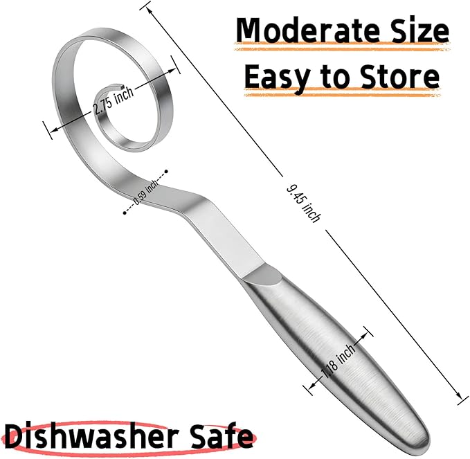 TEEVEA Seamless Danish Dough Whisk Stainless Steel Sourdough Bread Pizza Pastry