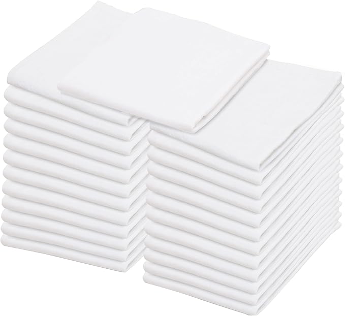 Flour Sack Tea Towel for Crafts| Kitchen Dish Cotton Blank Towel for Embroidery| Baking Bread Proofing Linen Cover| Thick Absorbent Quick Dry | 24 Pack 15"x25" White