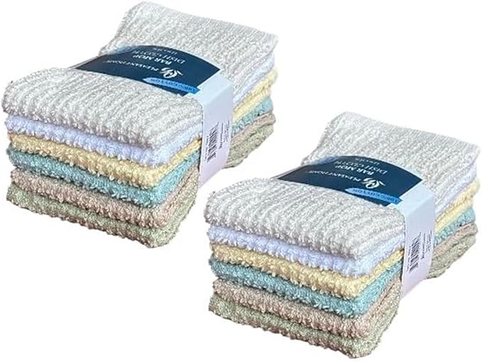 12-Pack, 100% Cotton Ribbed Bar Mops Dish Cloths, Dish Towels, Super Absorbent, Multi-Purpose for Home, Kitchen, and Bar Cleaning. Size: 12 x 12 Inches.