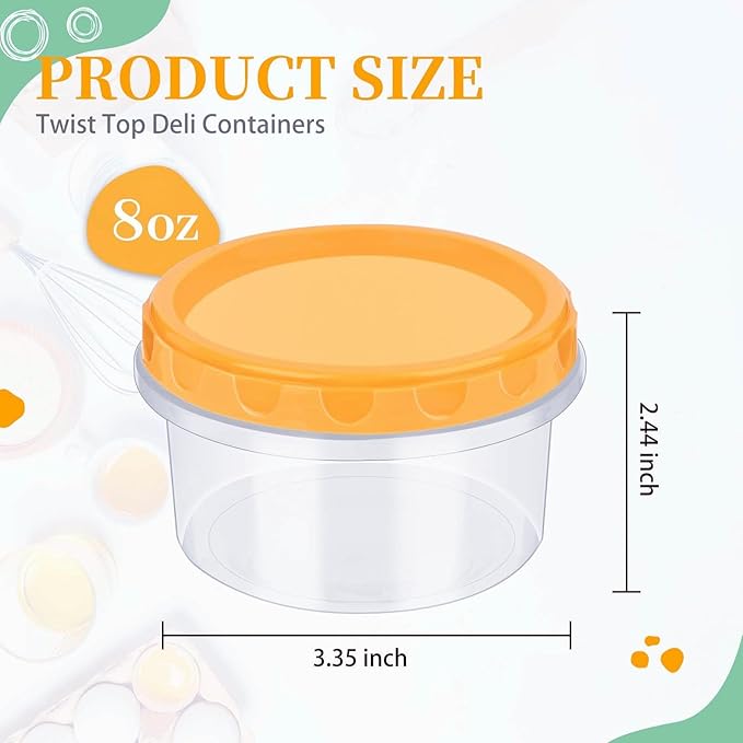TOFLEN Reusable Small Freezer Containers 8 Oz Plastic Food Storage Containers with Screw On Lids, Leakproof & Airtight, Freezer Safe, Dishwasher Safe, Set of 6 Multicolor