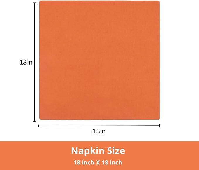 PurpleEssences Set of 6 Cloth Dinner Napkins 100% Cotton 18x18 Inch - Soft Durable Washable - Ideal for Farmhouse Party Spring Easter Summer - Perfect Everyday Use Table Linen - Orange