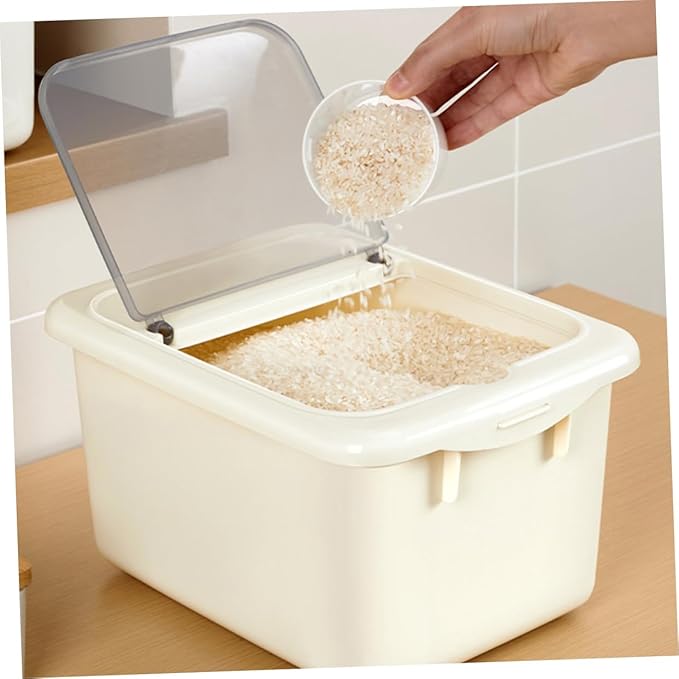 Alipis Rice Container with Clear Lid Airtight Storage Bucket for Grains Cereal and Pet Food Capacity Food Storage for Kitchen Pantry Organization