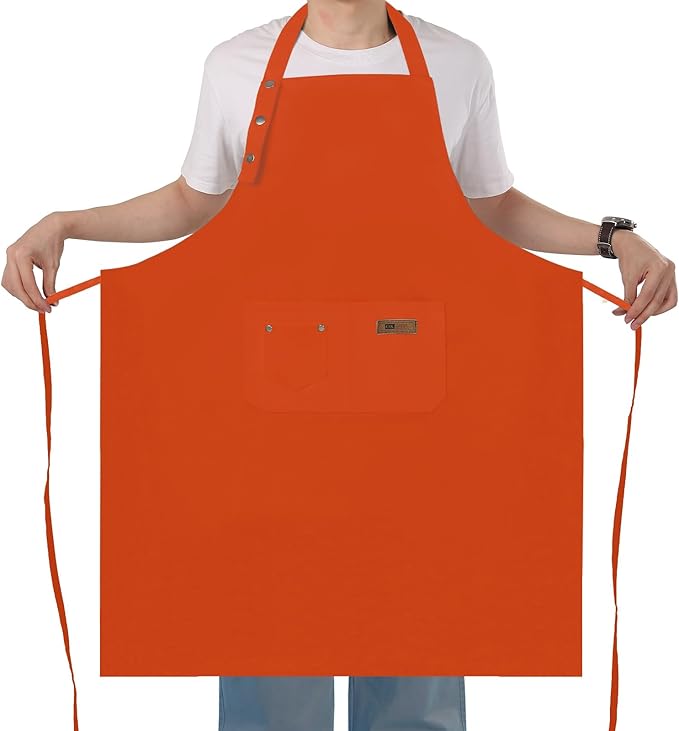 Yuubin Extra Large Aprons for Men Adjustable Button Apron with Pockets Chef Cooking Kitchen Aprons Women,Water&Oil Resistant
