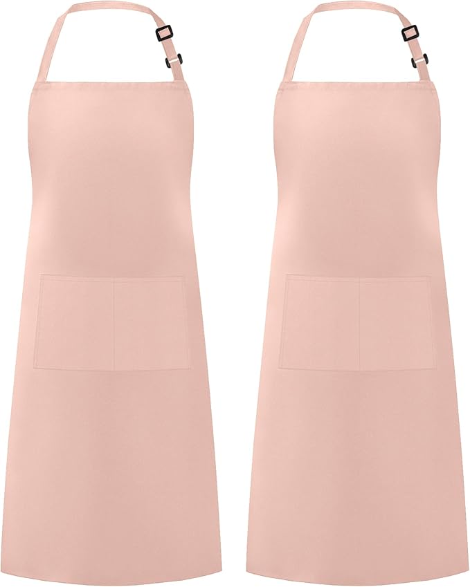 Syntus Apron for Men Women, Adjustable Cooking Kitchen Chef Aprons with 2 Pockets, Cotton/Polycotton/Polyester