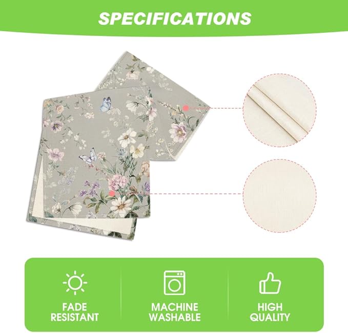 Artoid Mode Floral Wildflower Leaf 210 GSM Spring Table Runner, Seasonal Summer Kitchen Dining Table Decoration for Home Party Decor 13x72 Inch