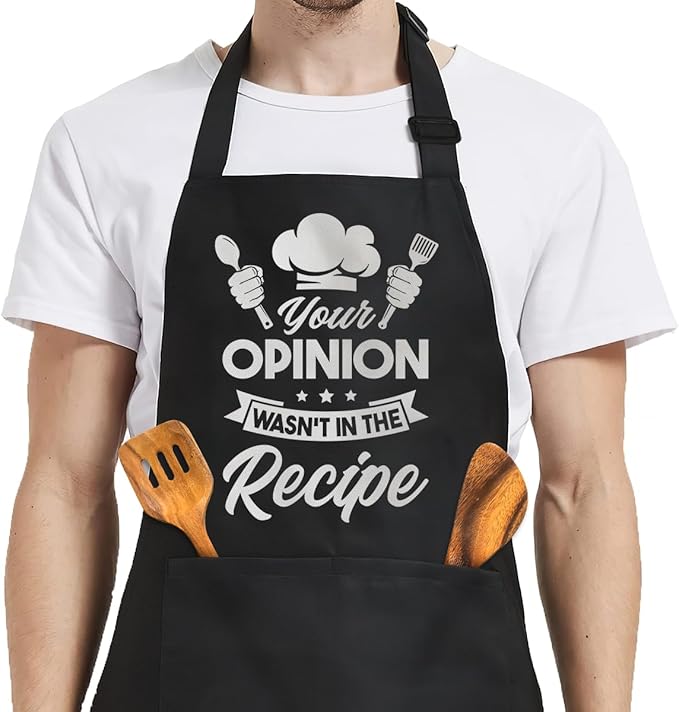 SANDJEST Men's Aprons with Pockets - Funny Aprons for Men BBQ, Kitchen, Cooking - Gifts for Birthday, Birthday