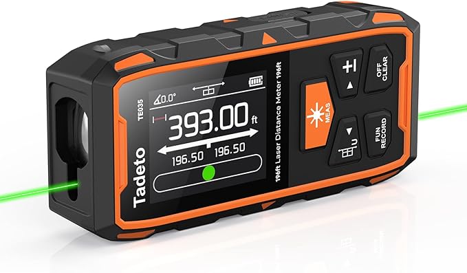 Tadeto Dual Laser Measuring Tool, 393FT/120M Bilateral Laser Measurement Tool Backlit LCD Display, Rechargeable Laser Measure with Ft/in/M Multiple Units Length/Area/Volume/Angle