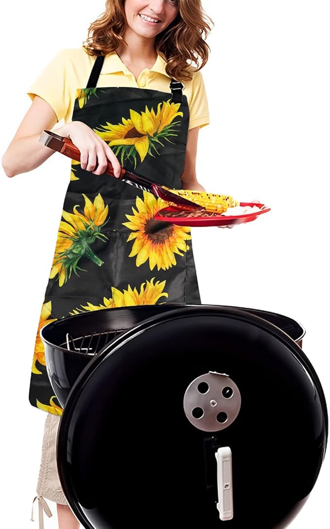 Sosolong Adjustable Waterproof Apron Bib Apron with 2 Pockets Cooking Kitchen Aprons for Women Men Chef