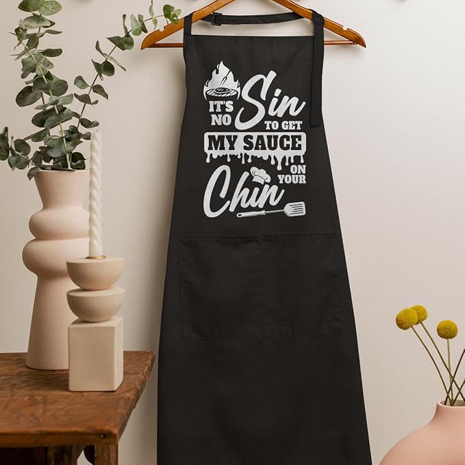 SANDJEST Men's Aprons with Pockets - Funny Aprons for Men BBQ, Kitchen, Cooking - Gifts for Birthday, Birthday