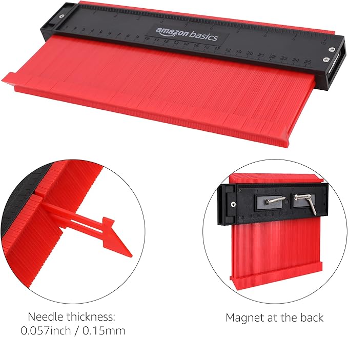 Amazon Basics Contour Gauge Set of 2, 5-inch and 10-inch Profile Tool, Shape Duplicator for Woodworking, Flooring and Molding, with Measuring Scale