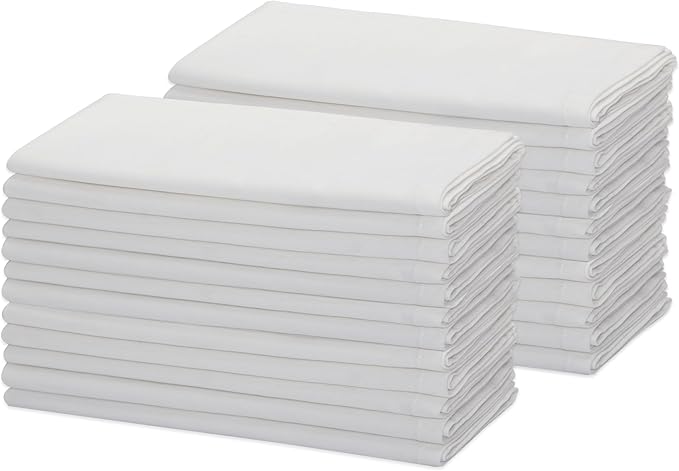COTTON CRAFT White Dinner Napkins - Set of 24 Classic Twill Pure Cotton Soft Cloth Napkins - Durable Washable Reusable Napkin - Everyday Table Napkin - Restaurant Wedding Party Gift - 17 x 17 inches
