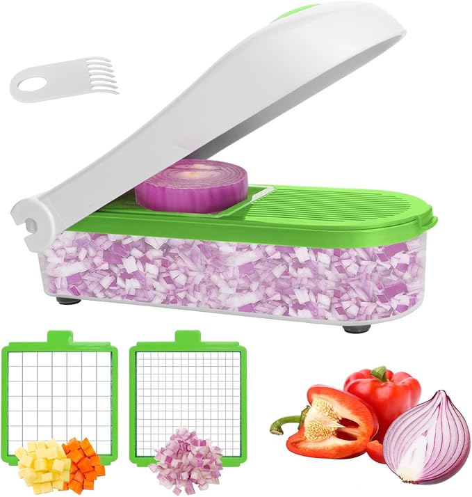 LHS Manual Food Processor Large Vegetable Chopper, 1004ML Pull String Chopper Garlic Mincer Onion Cutter for Veggies,Salad,Fruits, Nuts, BPA Free, WHITE
