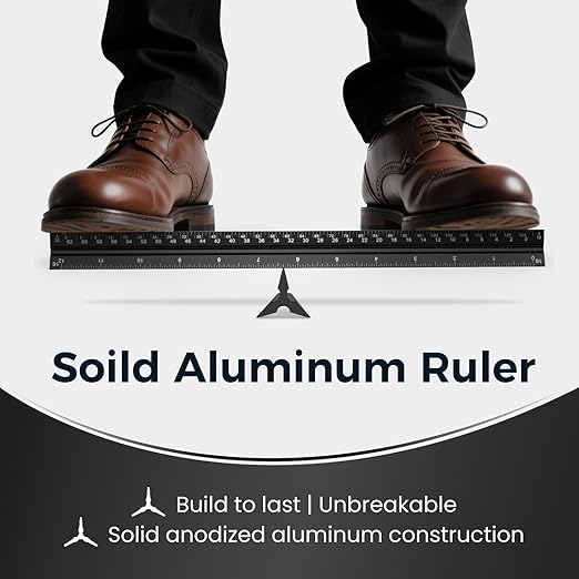 Rena Chris 2PCS Architectural Scale Ruler: 12" Imperial Aluminum Alloy Metal Architecture Measuring Tools, Engineering Drafting Construction Drawing Blueprints Triangular Architect Scaling Rulers