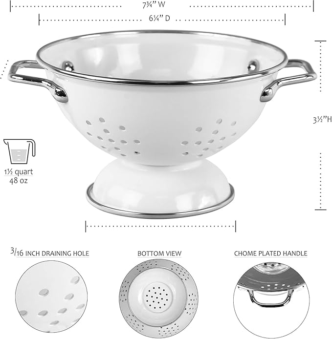 Calypso Basics by Reston Lloyd Powder Coated Enameled Colander, 1.5 Quart, Azure