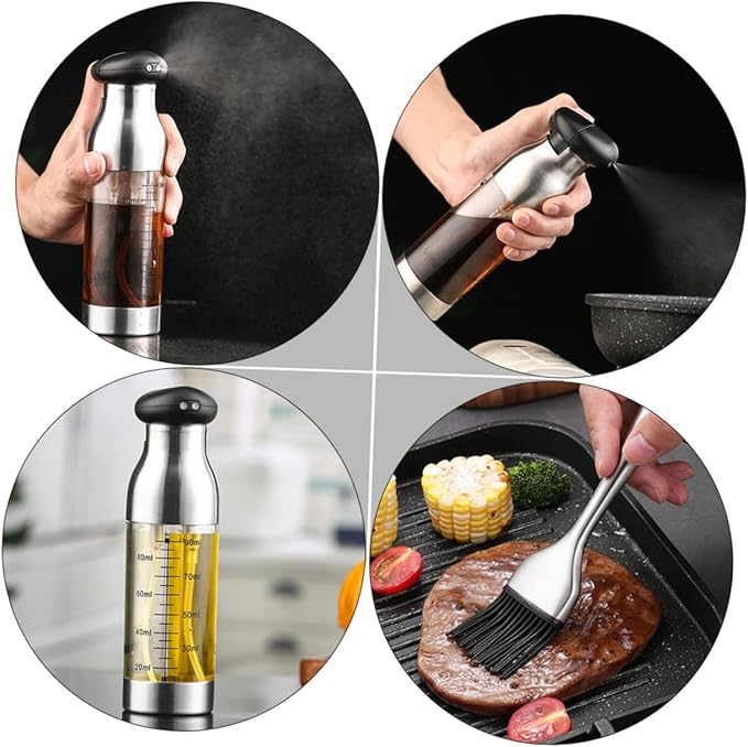 PRETYZOOM Oil Vinegar Sprayer Kitchen Oil Bottle Easy Pressure Dispenser for Cooking Bbq Baking
