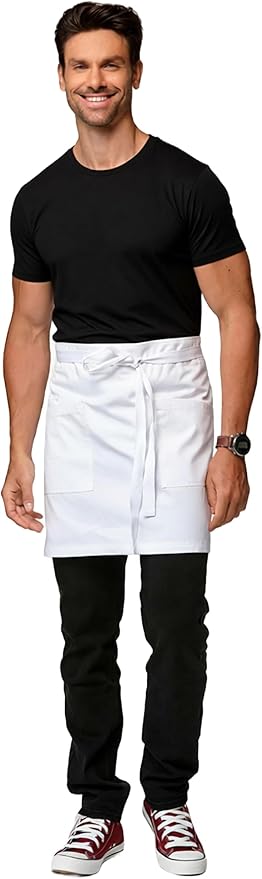 Unisex Waist Apron Half Bistro Apron Server Aprons with Pockets Waterproof 4251BY