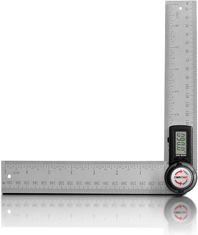 GemRed 82305 Digital Angle Finder Protractor Stainless Steel (Black Buttons)