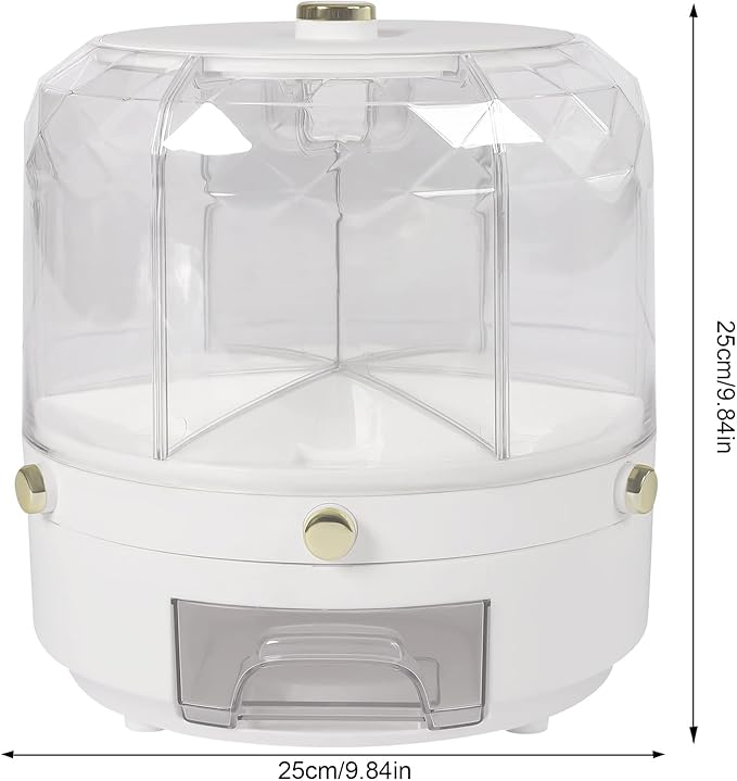 Rice Dispenser 6 Grids Dry Food Storage Containers 360° Rotating Cereal Dispenser for Kitchen Pantry Organization, Storage Bucket for Small Grains, Beans, Rice (6 Grids - A02)