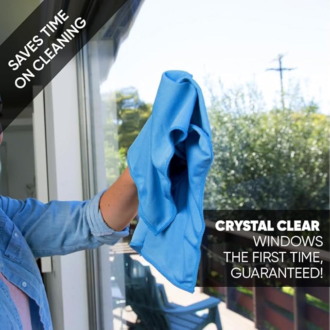Longmann Microfiber Glass Cleaning Cloths | Streak Free Windows & Mirrors | Lint Free Towels | Car Windows Wipes | Polishing Rags | Machine Wash- 8 Pack (Green 2 Pack, Blue 6 Pack)