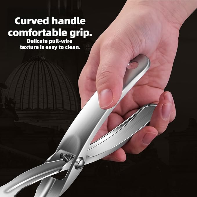 Kitchen Metal Tongs, Heat-Resistant 600C 304 Stainless Steel Cooking Tongs, Perfect for Food, Steak, Bread, Pizza, Salads and BBQ, Stable Clamping and Flipping Performance