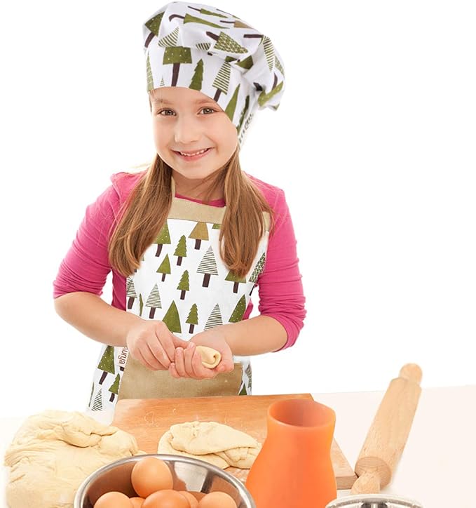 Adjustable Apron and Chef Hat Set for Cooking and Baking