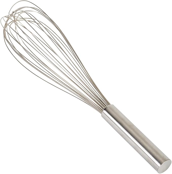 Restaurantware Met Lux 16 Inch x 3 Inch Baking Whisk, 1 With Ergonomic Handle Metal Whisk - Dishwasher-Safe, Corrosion-Resistant, Stainless Steel Whisk For Baking, For Whipping, Baking, Or Cooking