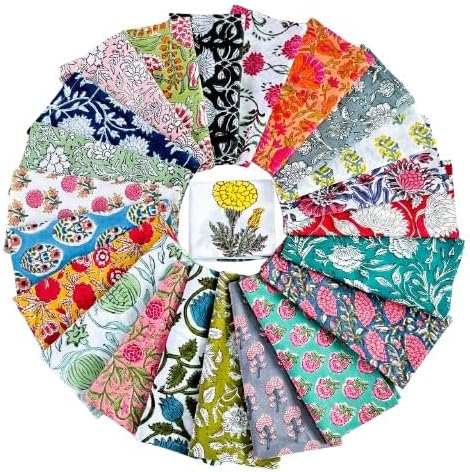 Assorted Mix and Match Hand Block Floral 100% Cotton Cloth Napkins Perfect for Kids,Wedding Events,Home Parties and Dining Table-Zero Waste Napkins