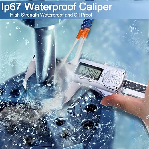 Kynup Caliper Measuring Tool IP67 Waterproof, Digital Caliper Outside Micrometer, 6 Inch Caliper DIY Tool, Extreme Accuracy, Stainless Steel Design, Auto Power Off, Switch from Inch Metric