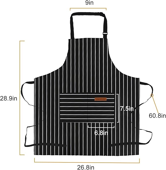 2-Pack Aprons for Women Men with Pockets, Adjustable Bib Kitchen Apron, Chef Aprons for Cooking Baking BBQ