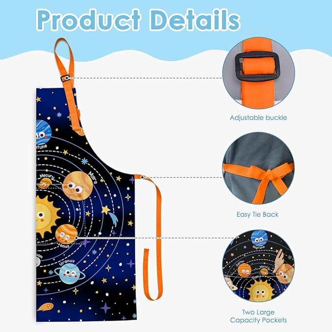 SANDJEST Kids Apron with Chefs Hat Set, Kitchen Apron Gifts