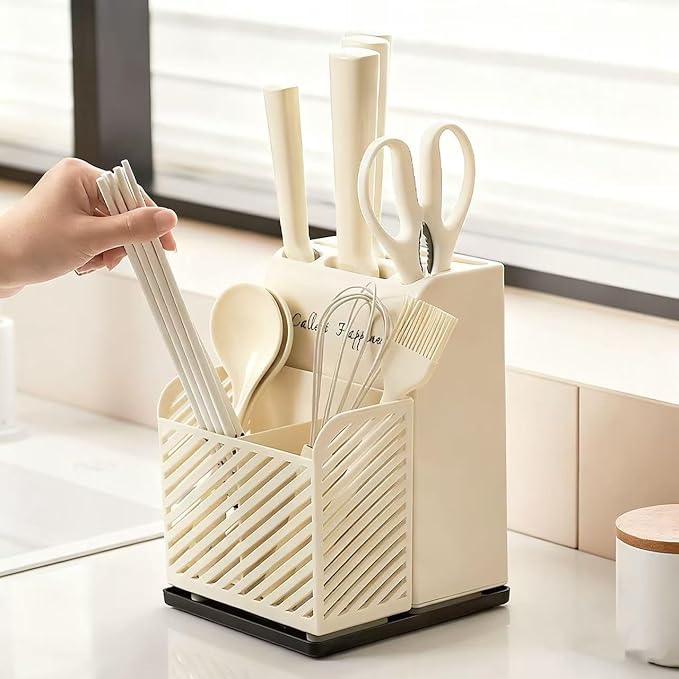 Multi-Functional Kitchen Countertop Knife Holder,Detachable Design For Easy Cleaning,Ideal Storage Solution For Knives,Forks And Spoons