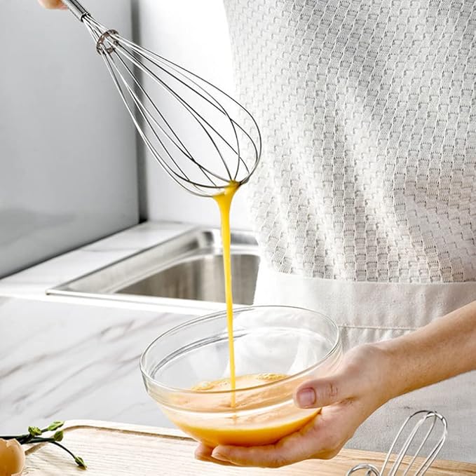 Stainless Steel Mini Whisk Set of 2, Small Wire Hand Whisks, Kitchen Cookware for Cooking, Whisking, Blending, Beating, 5/7/8/10 inch