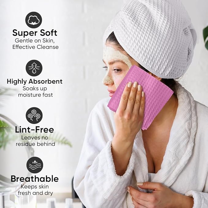 HOMEXCEL Waffle Weave Microfiber Towel, 10 Pack Lint Free Cleaning Rags, 12 x 12 Inches Barista Towels, Reusable Microfiber Cleaning Cloth for Household, Kitchen, Glass and Window, Multicolor