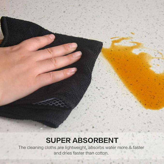 SINLAND Microfiber Dish Cloth for Washing Dishes Best Kitchen Washcloth Dish Rags Cleaning Cloths Poly Scour Side Color Assorted 12inchx12inch (Bluex4+whitex4+greyx4+brownx4+blackx4)