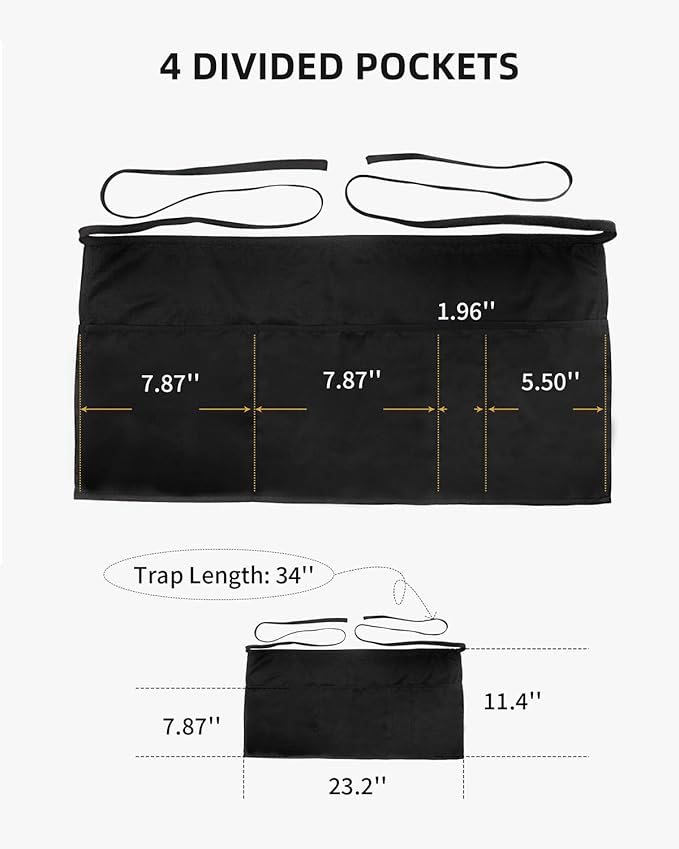 Xeoxarel Aprons with 4 Pockets (Available in 3 Pack / 7 Pack) 23.5'' X 11.5''
