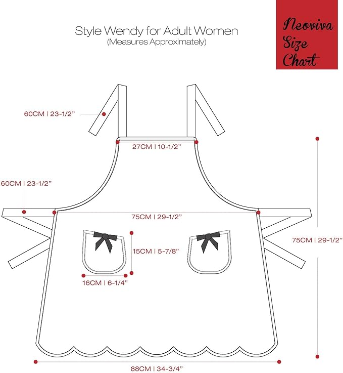 NEOVIVA Kitchen Aprons for Women with Pockets,Cooking Aprons for Women,Vintage Apron for Baking Gardening,Gifts for Mothers