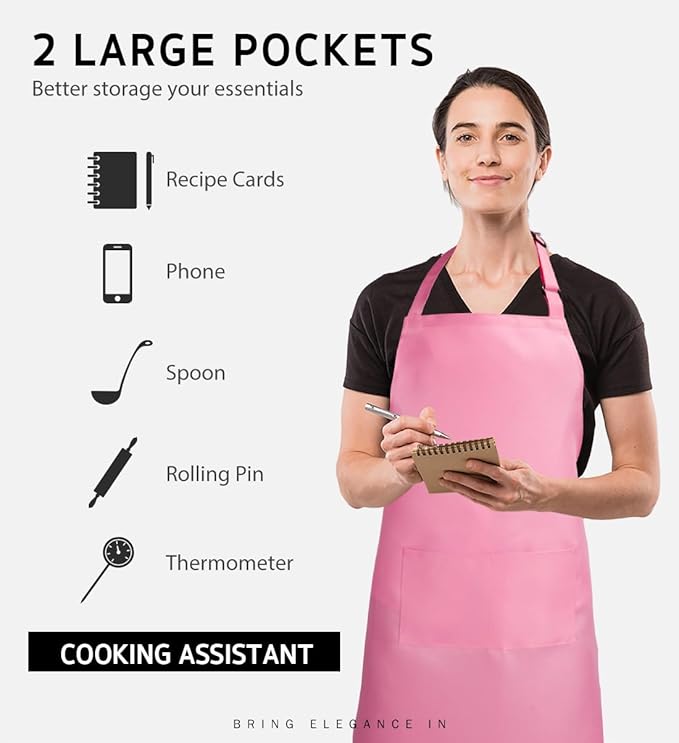 Syntus Apron for Men Women, Adjustable Cooking Kitchen Chef Aprons with 2 Pockets, Cotton/Polycotton/Polyester