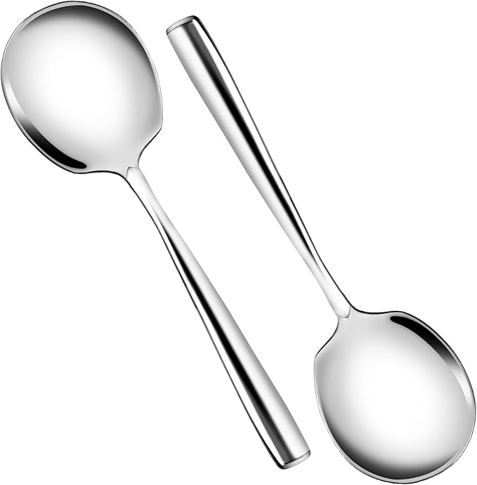 12 Inch Stainless Steel Serving Spoons Set, Catering Serving Utensils Set for Buffet,Party, Wedding, Restaurant & Home Use(2-Pack, Sliver)