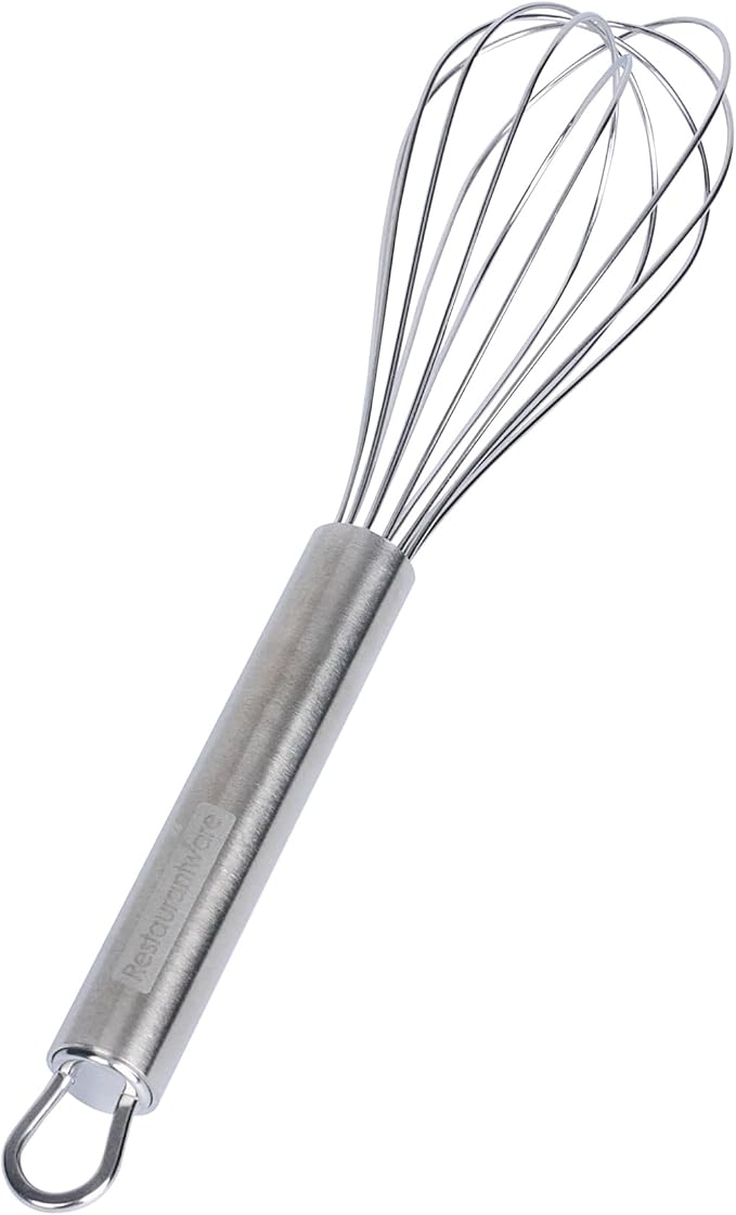 Restaurantware 9 in Stainless Steel Wire Whisk - German Standard Kitchen Balloon Whisk with Ergonomic Handle, Dishwasher Safe - Durable French Whisk for Cooking, Mixing Thick Batter and Sauce