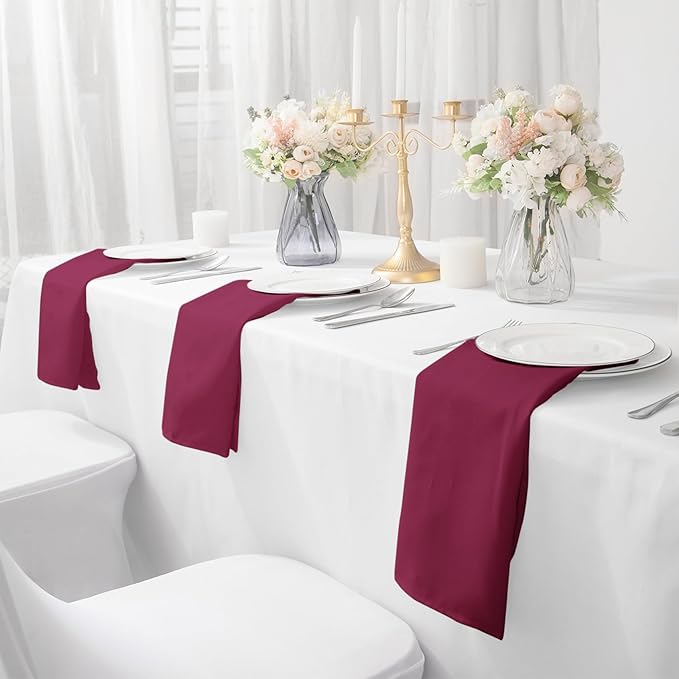 Bailarina Cloth Napkins Set of 80,17x17 inches Dinner Napkins Cloth Washable,Polyester Square Table Cloth Napkin Bulk with Hemmed Edges Ideal for Banquets, Parties and Weddings-Burgundy