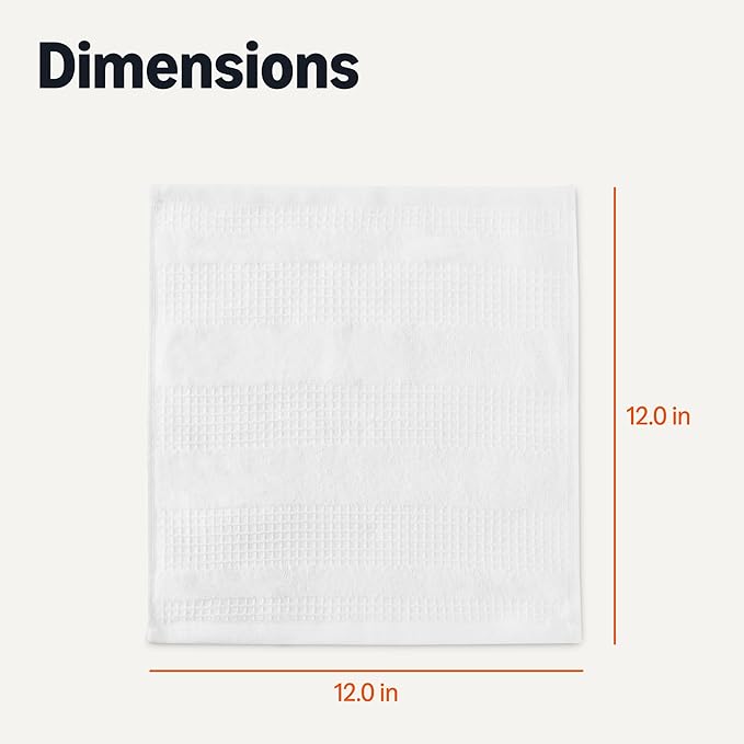 Amazon Basics Organic Cotton Waffle Kitchen Dish Cloths - Ultra Absorbent, Quick Drying, Lint-Free, 12 x1 2 inches, 6-Pack, White