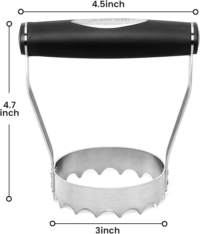 HULISEN Cutlery Serrated Food Chopper, 3 Inch Stainless Steel Manual Hand Chopper with Grip Handle & Serrated Tooth Edge, Handheld Chopper, Chop Cabbage, Egg, Nut, Ground Meat, Vegetable for Salad