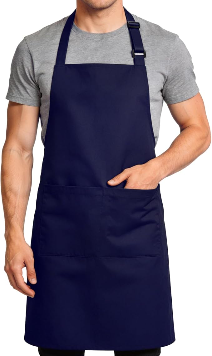Large Chef Apron for Men and Women, Cooking Kitchen Aprons with 2 Large Pockets Water Oil Resistant