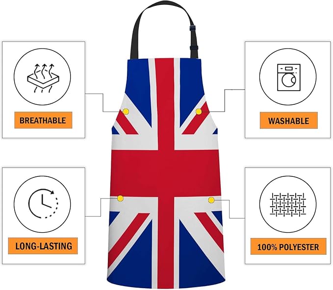oFloral United Kingdom Flag Apron Adjustable Apron Cooking Kitchen Chef Women Men Aprons for Home Kitchen, Restaurant, Coffee House, Baking Gardening BBQ