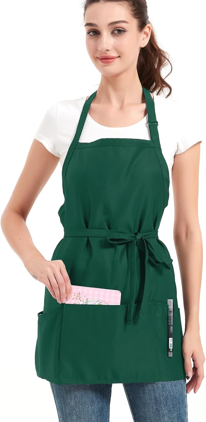 Short Aprons for Women with 3 Pockets，Waterproof Chef Apron for Cooking, Men Kitchen Apron for Grilling Bbq