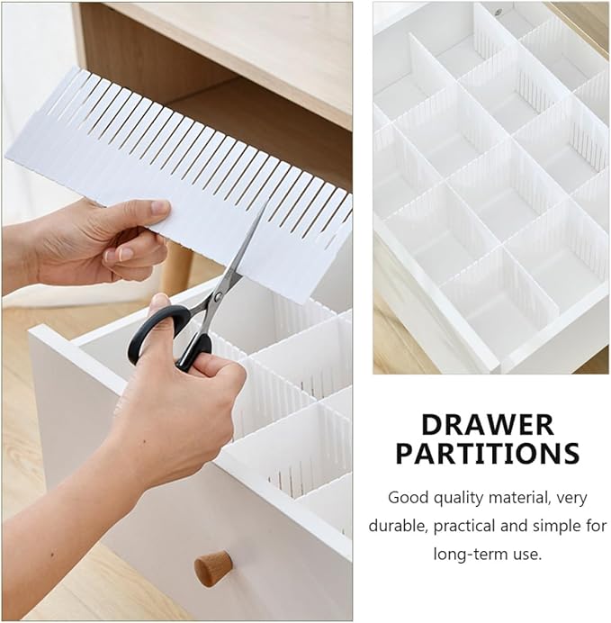 Ipetboom 10pcs Multipurpose Drawer Dividers White 38x7cm Plastic Closet Organizers for Underwear Socks Classification Home Storage Partition Boards