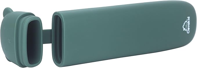 Silicone Cutlery Storage Box for Toddler Utensils – Fits Spoon, Fork & Knife | BPA-Free (Dark Green)