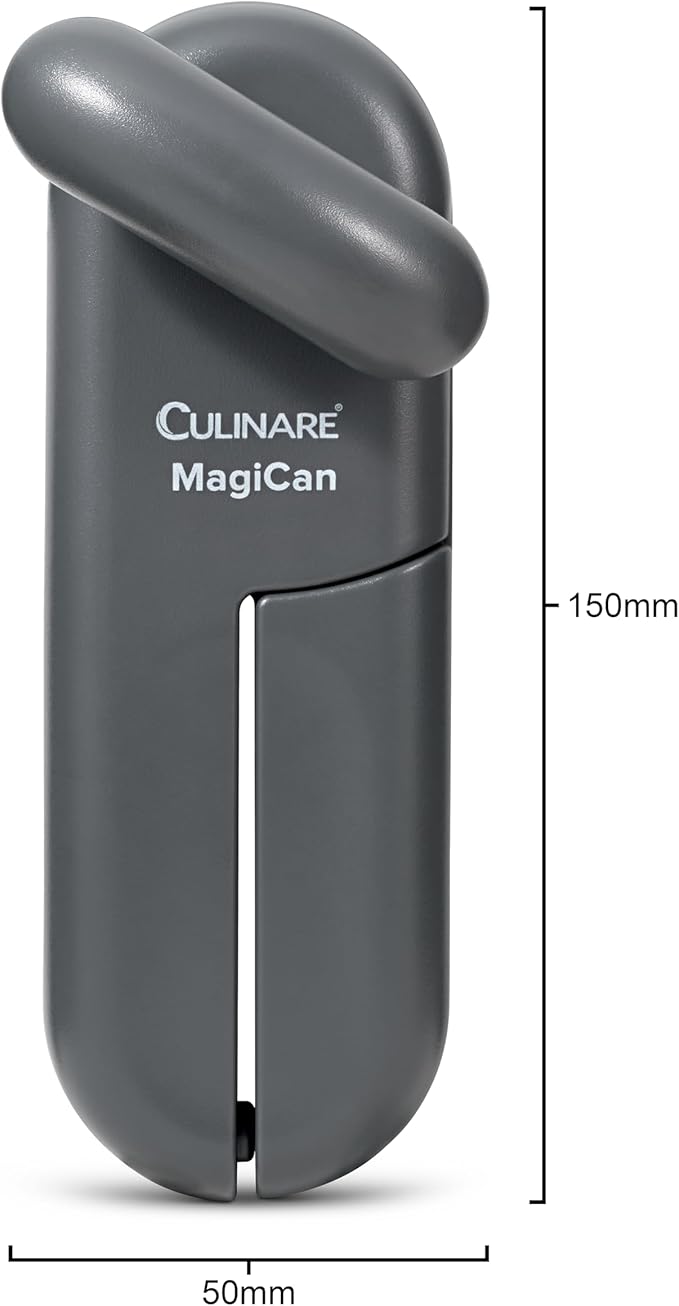 Culinare MagiCan Manual Tin Opener – Stainless Steel Cutting Wheel, Ergonomic Handle for Safe, Easy Can Opening – Lightweight, No Sharp Edges, Grey – Trusted Kitchen Essential