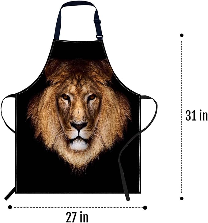 oFloral Lion Bib Apron with Adjustable Neck for Men Women,Suitable for Home Kitchen Cooking Waitress Chef Grill Bistro Baking BBQ Apron